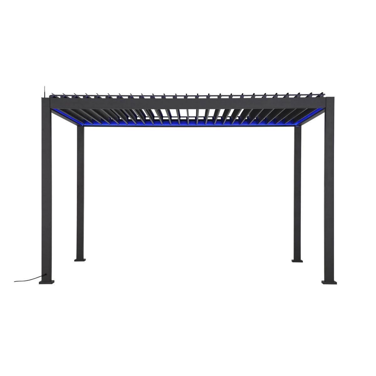 SWEEEK Pergola bioclimatique électrique 3x4m. aluminium. à lames orientables avec éclairage LED + store 4m