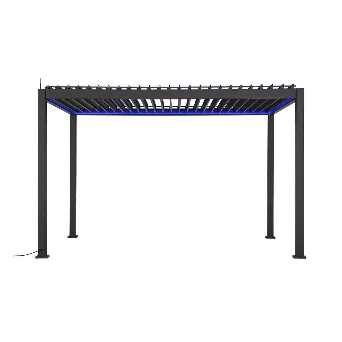 SWEEEK Pergola bioclimatique électrique 3x4m. aluminium. à lames orientables avec éclairage LED + store 4m