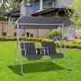 OUTSUNNY Balancelle design de jardin 2 places inclinaison toit réglable tablette rétractable rangement acier gris clair noir