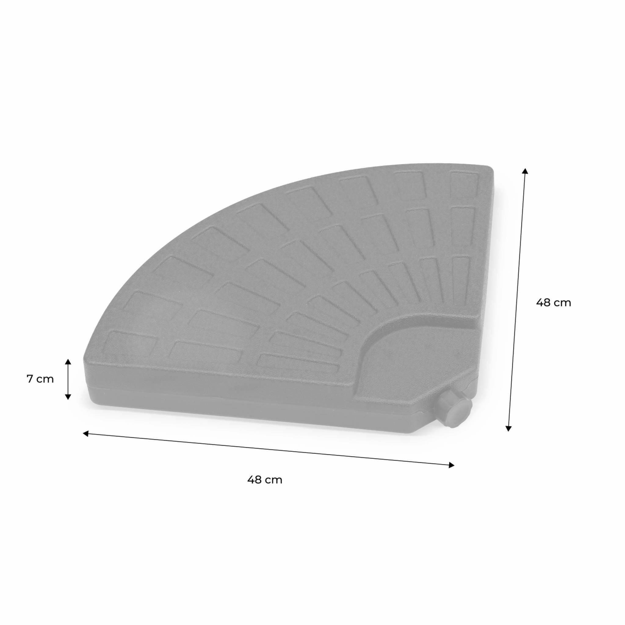 Voir la diapositive 4 : SWEEEK Lot de 4 dalles arrondies 48x48cm à lester - Pour parasol déporté avec pied type  croix . base. socle. poids