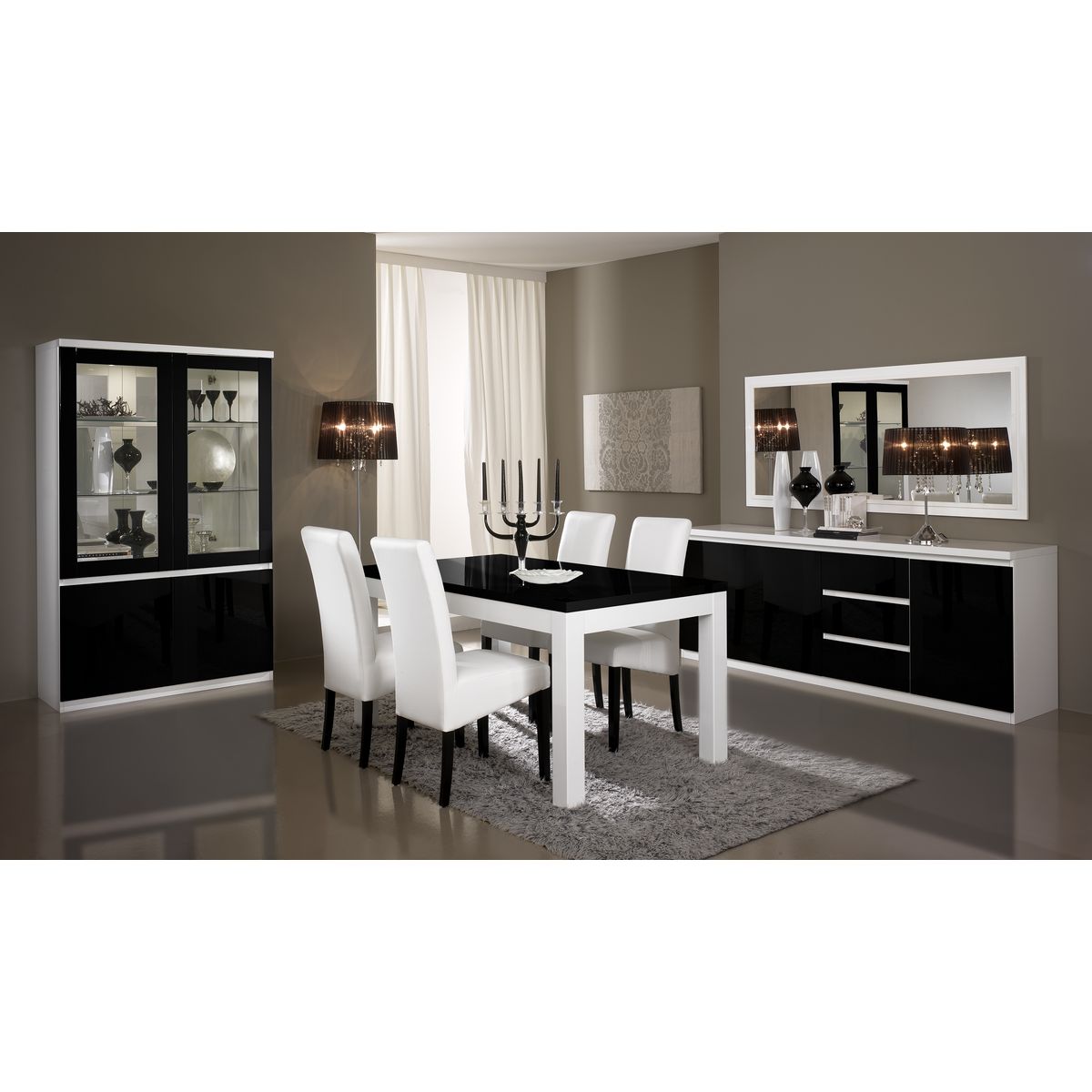 Vitrine 4 portes L115cm GENOVA, bicolore