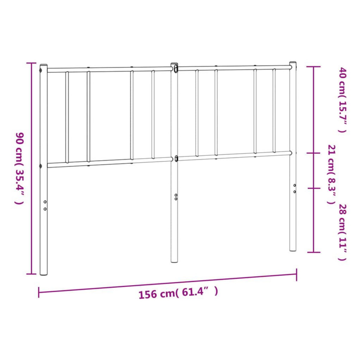 VIDAXL Tete de lit metal noir 150 cm