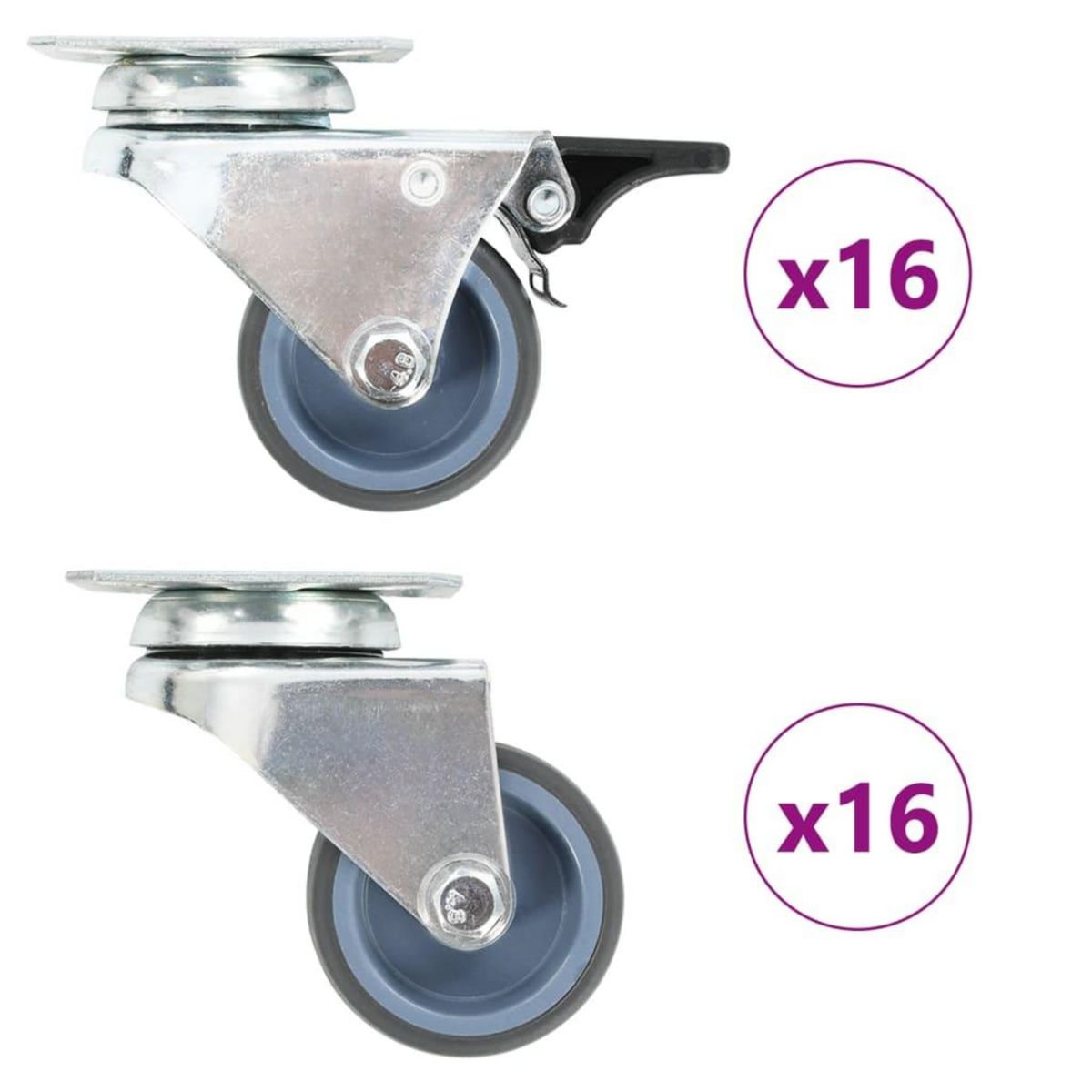 VIDAXL 32 pcs Roulettes pivotantes doubles 50 mm