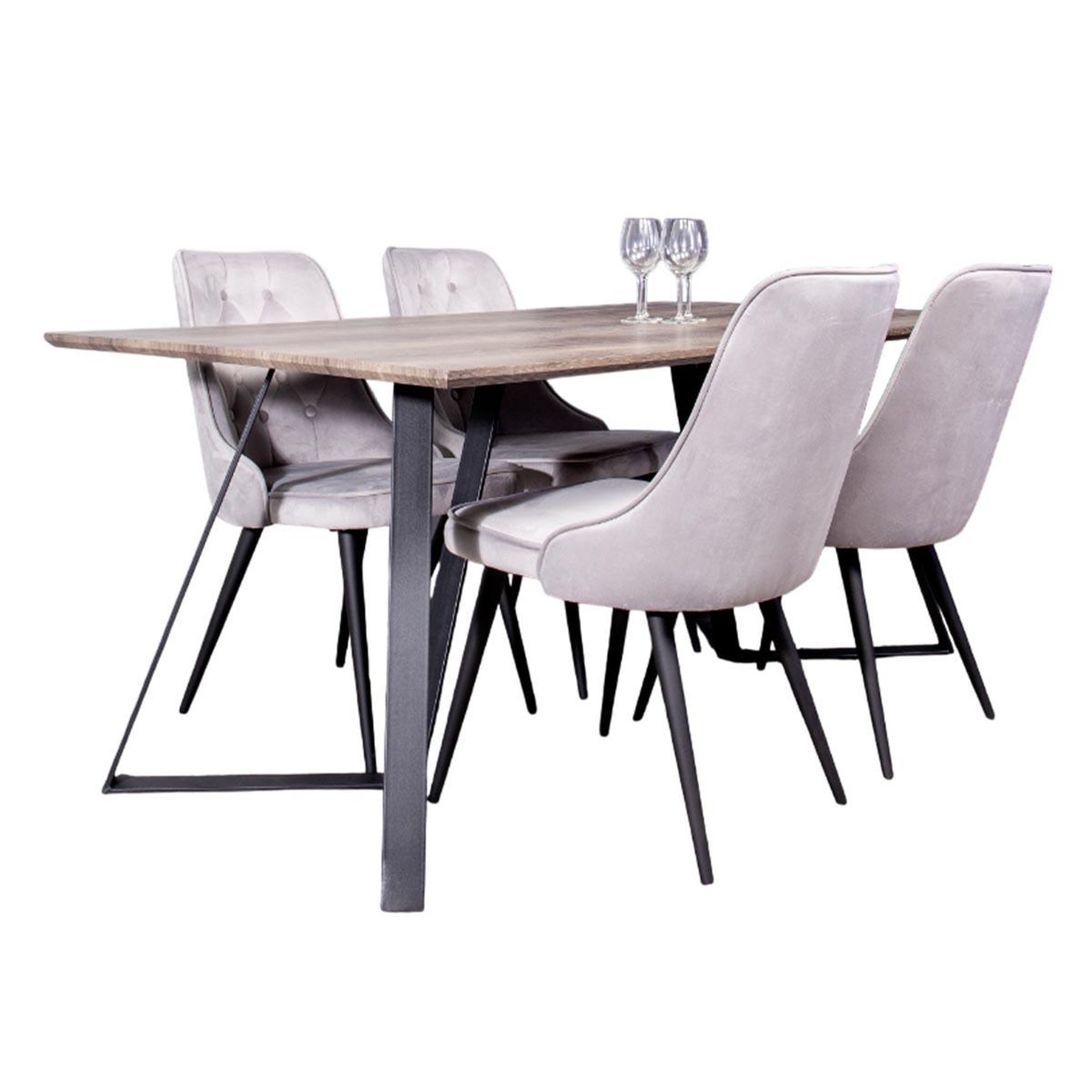 Paris Prix Ensemble table à manger & 4 chaises  marina & deluxe  180cm naturel & gris clair