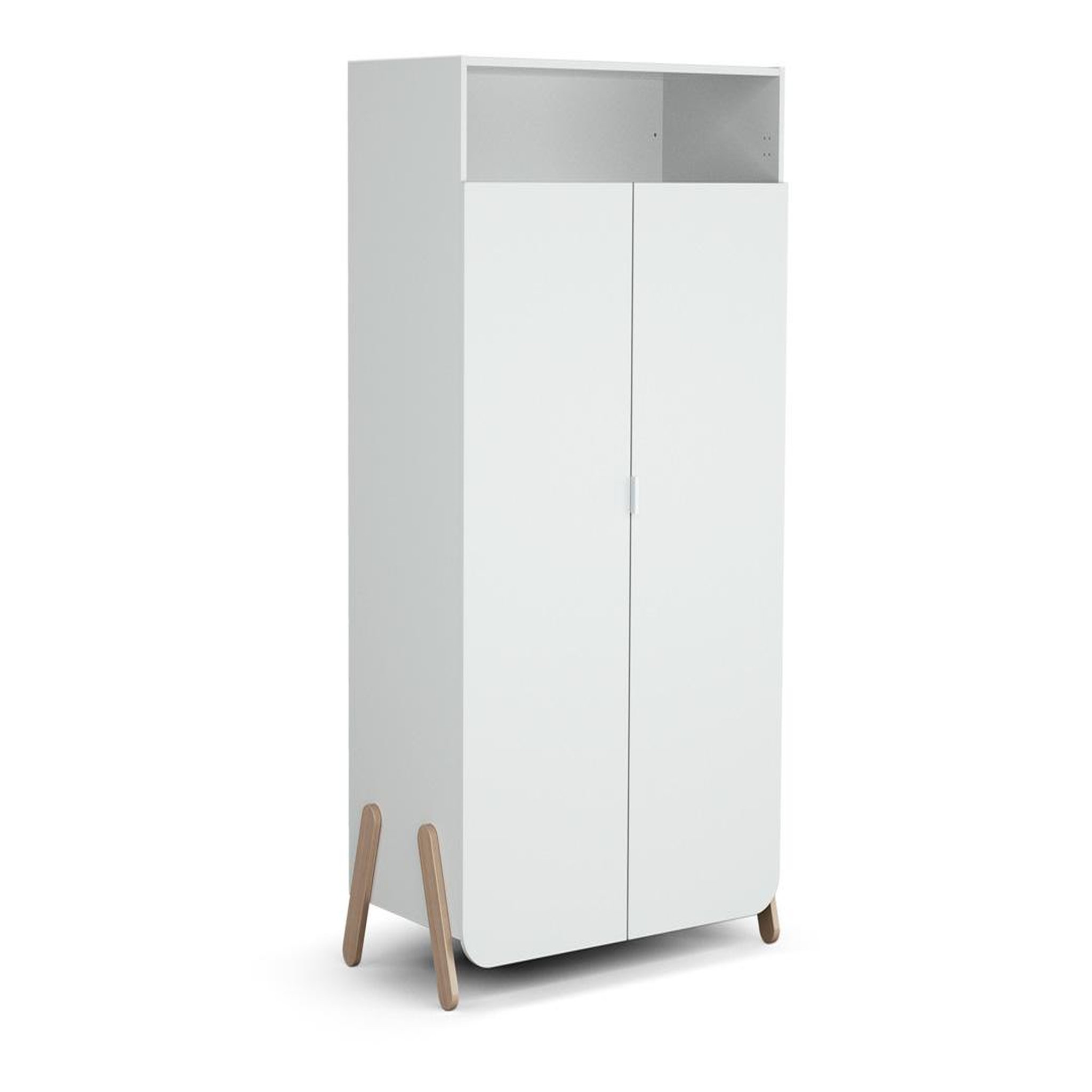 Voir la diapositive 6 : AT4 Chambre bébé lit, commode à langer et armoire blanc et hêtre verni