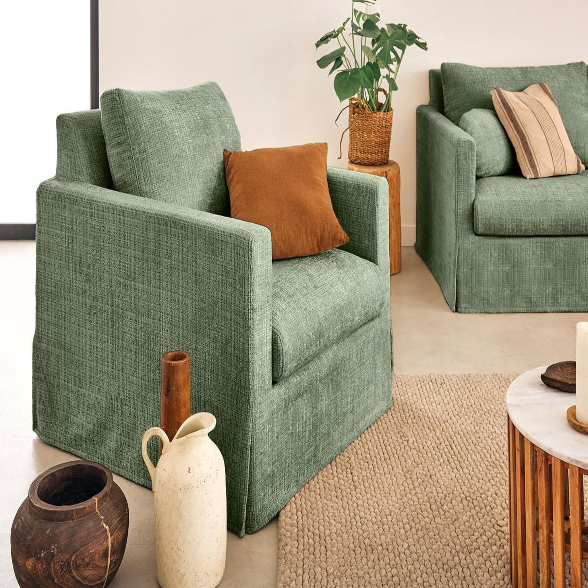 Voir la diapositive 4 : LISA DESIGN Serena - housse en velours texturé pour fauteuil