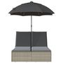 Voir la diapositive 4 : VIDAXL Chaise longue double avec coussins et parasol gris clair rotin