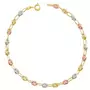 L'ATELIER D'AZUR Bracelet Femme 3 Ors - Or Tricolore - Grain de Café Jaune, Blanc et Rose