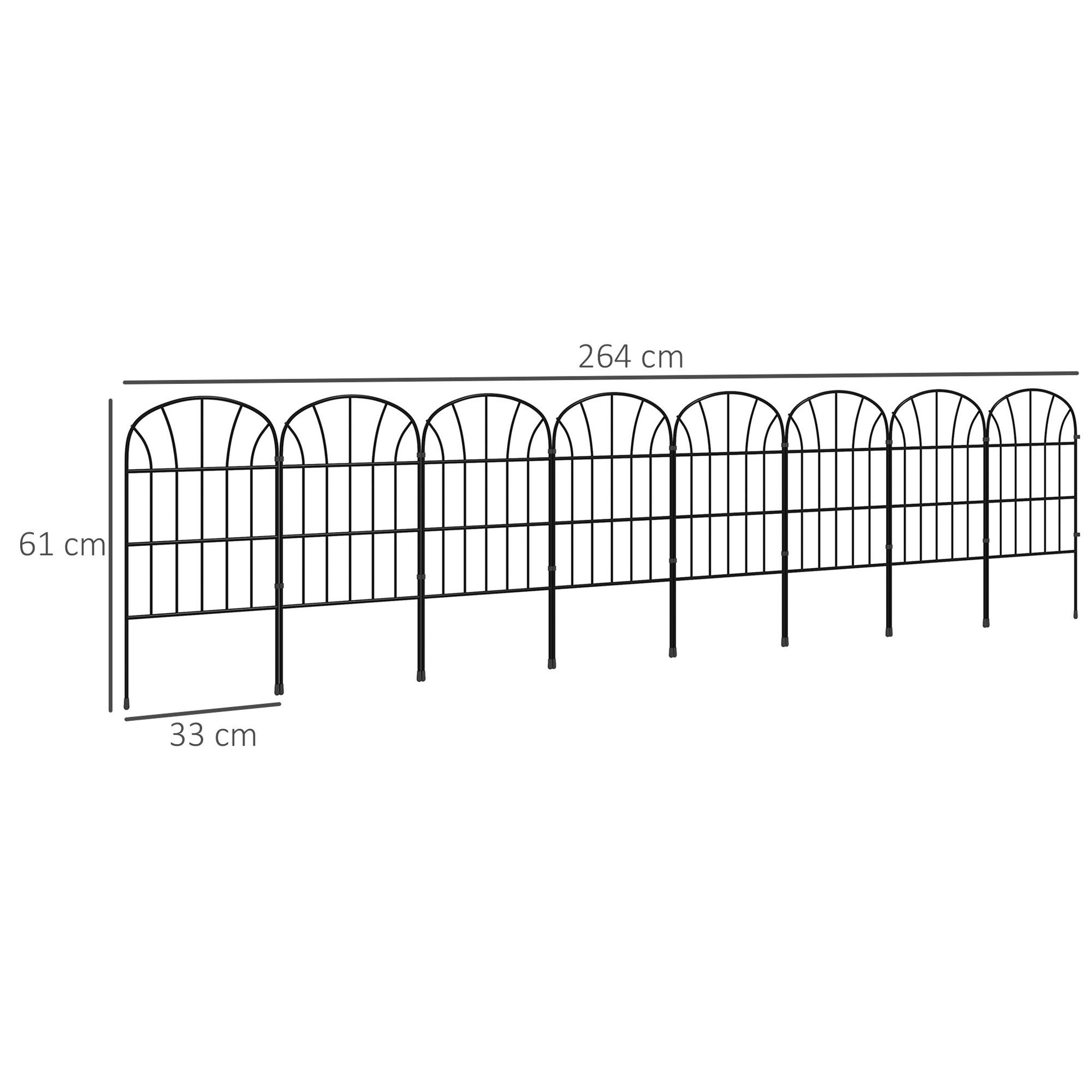 Voir la diapositive 3 : OUTSUNNY Lot de 8 clôtures de jardin décoratives avec ornements métal noir
