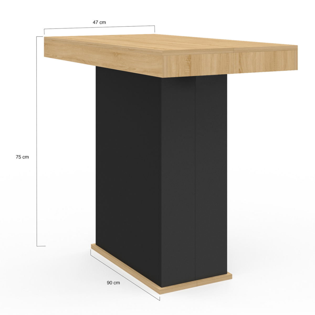 ID MARKET Table console extensible EDEN 10 personnes 235 cm bois et noir