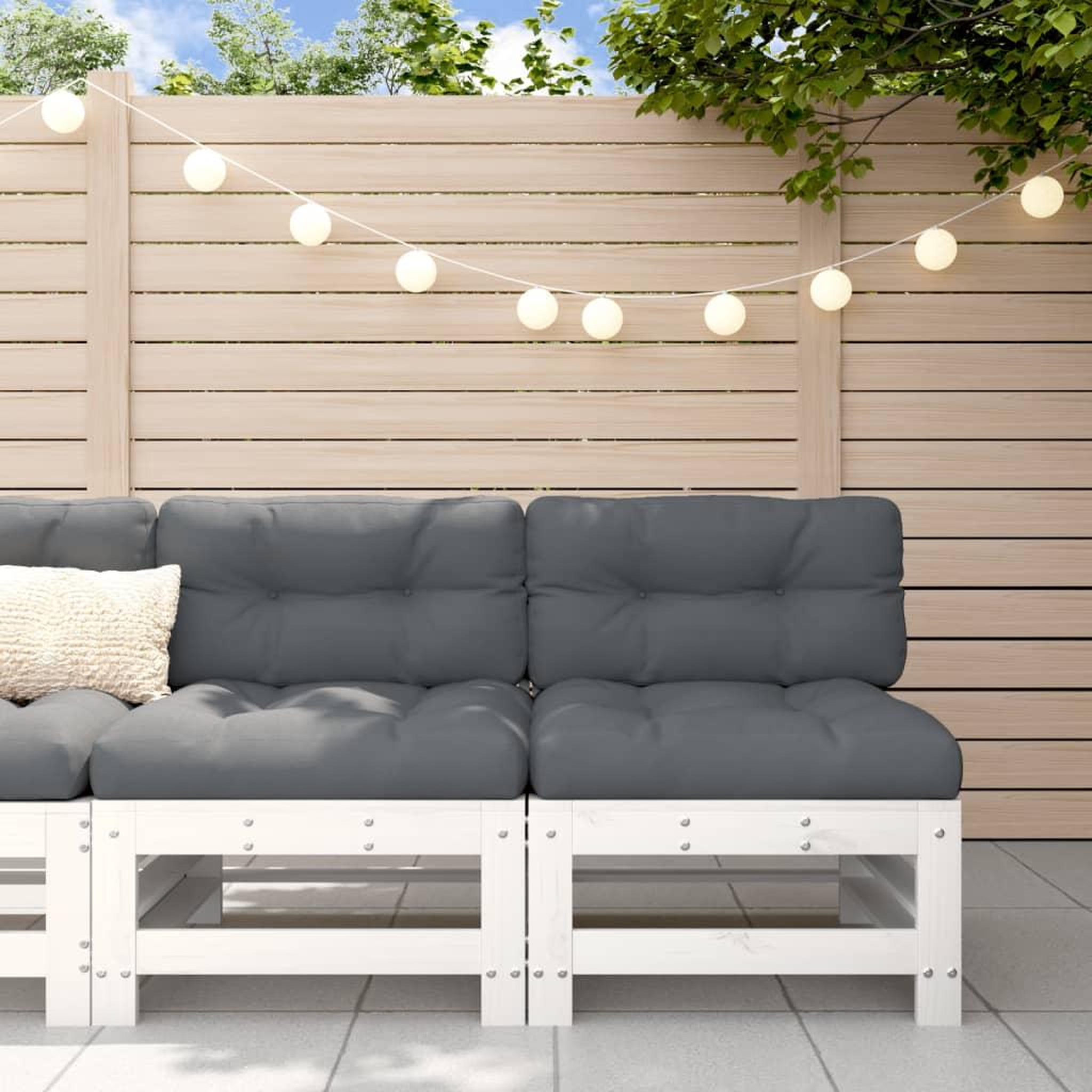 VIDAXL Canapes centraux de jardin 2 pcs blanc bois de pin massif