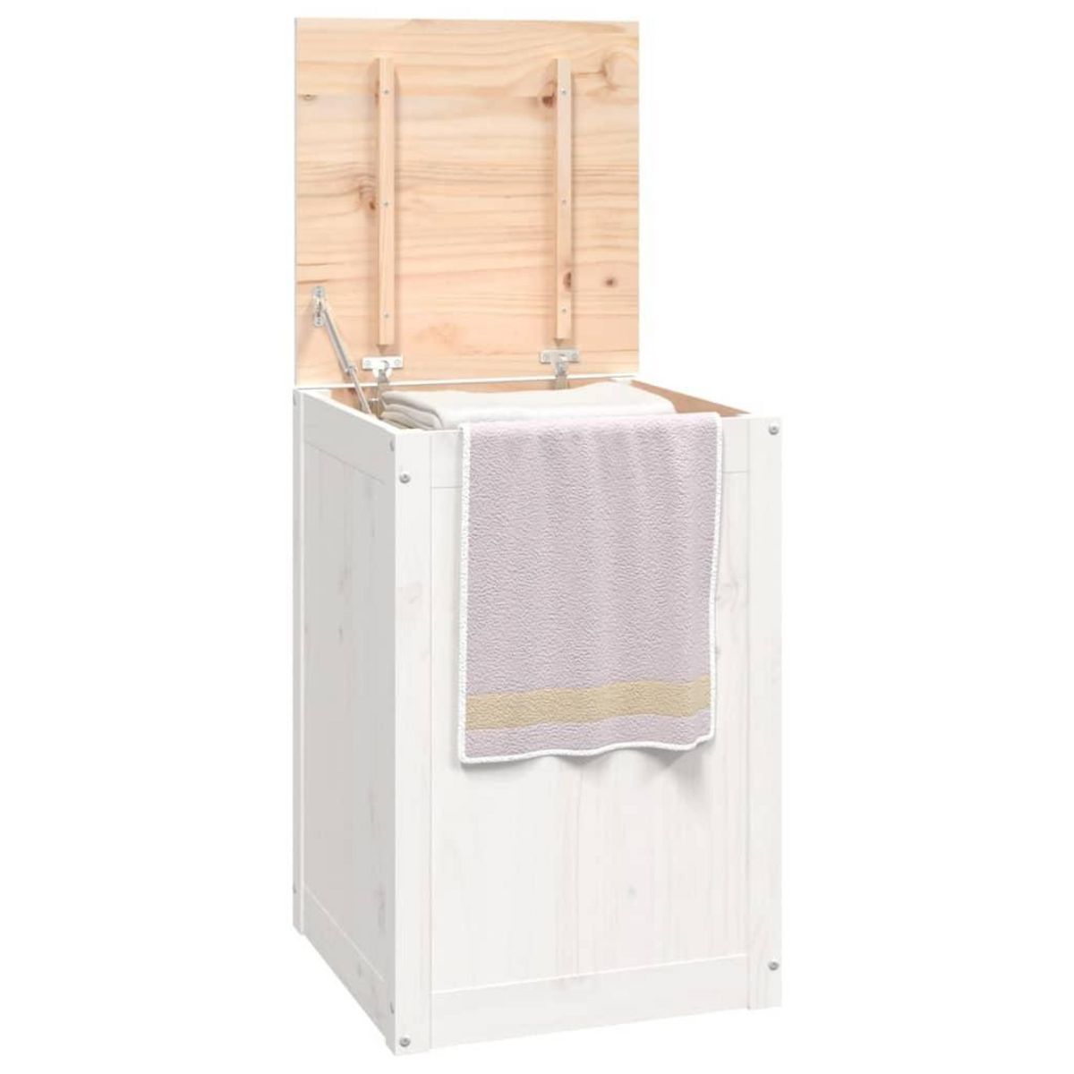VIDAXL Boîte a linge Blanc 44x44x66 cm Bois massif de pin