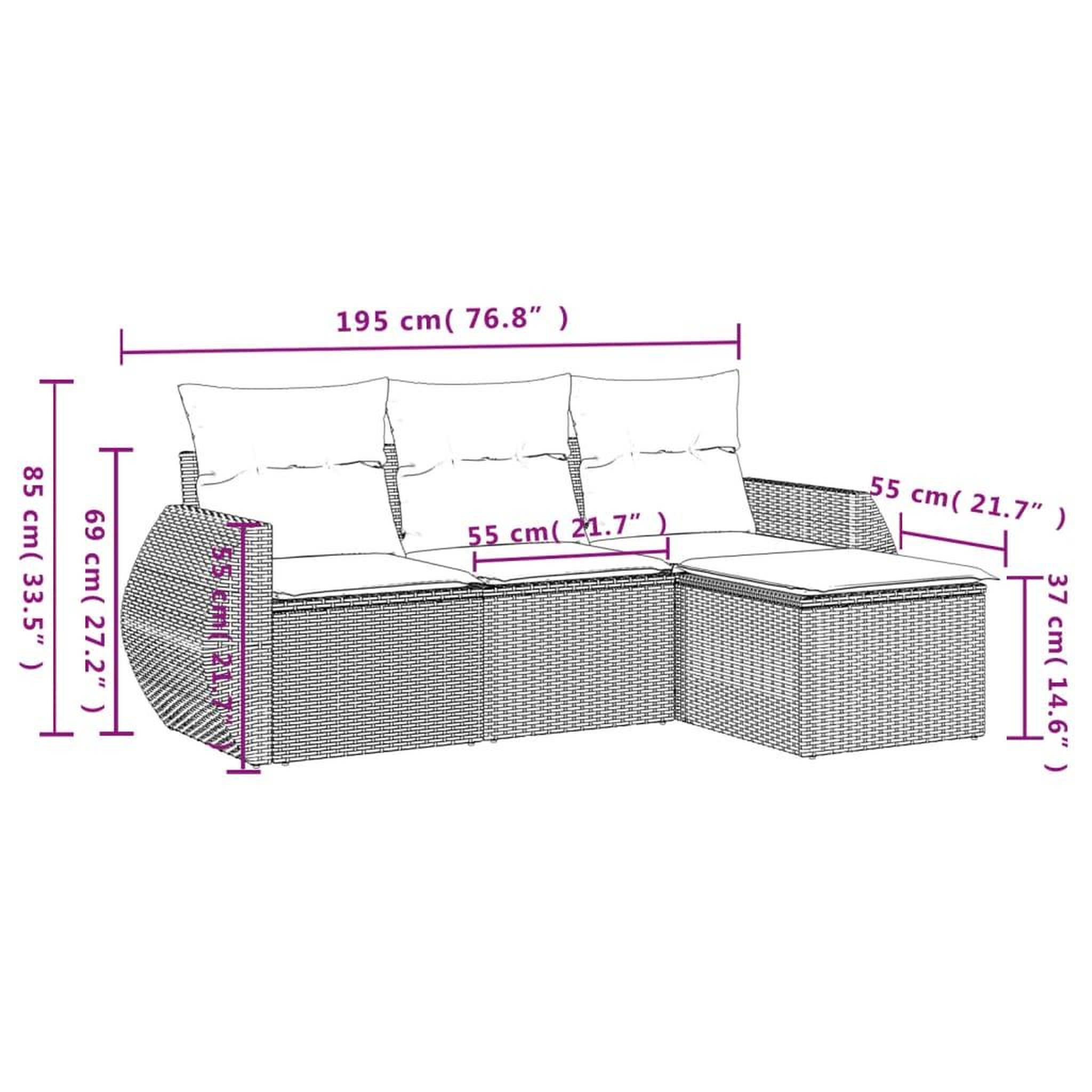 Voir la diapositive 6 : VIDAXL Salon de jardin 4 pcs avec coussins noir resine tressee