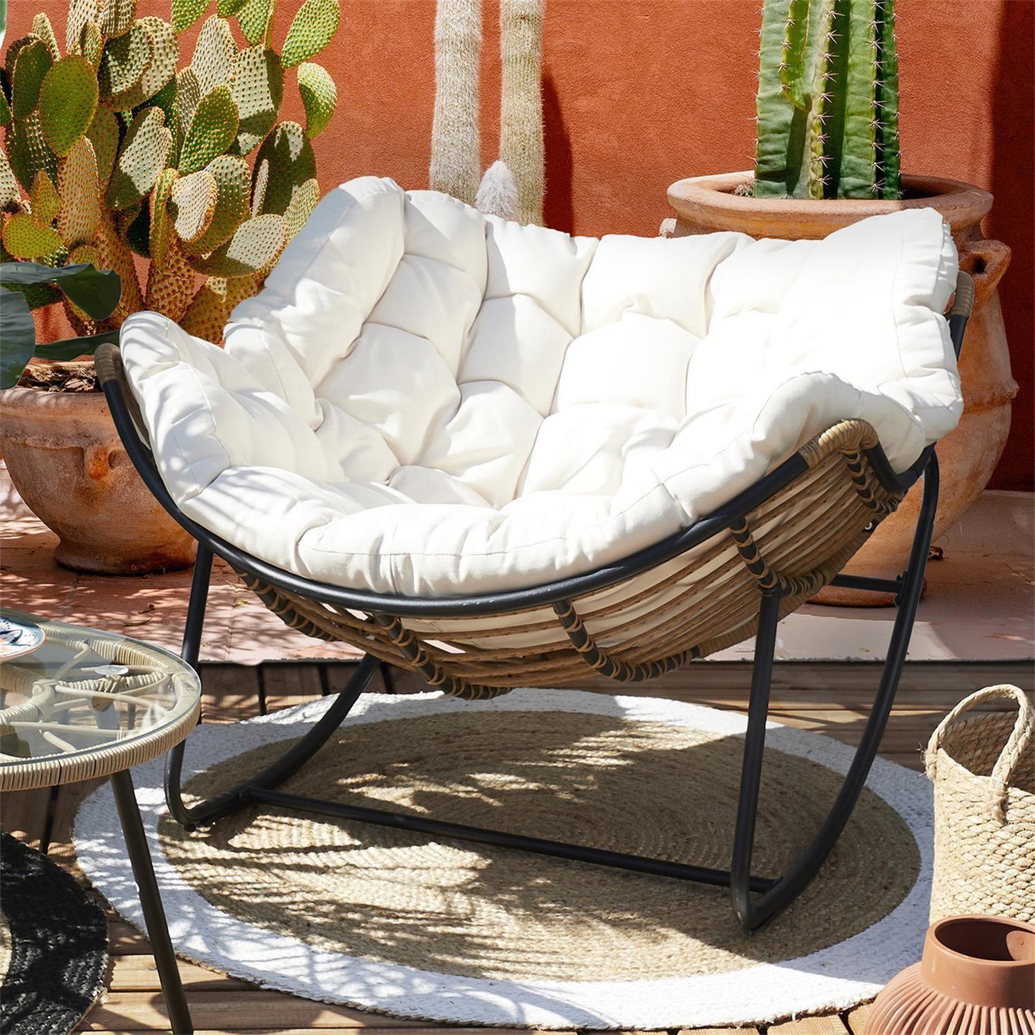 Voir la diapositive 2 : The Home Deco Factory Fauteuil à bascule rembourré Asgar