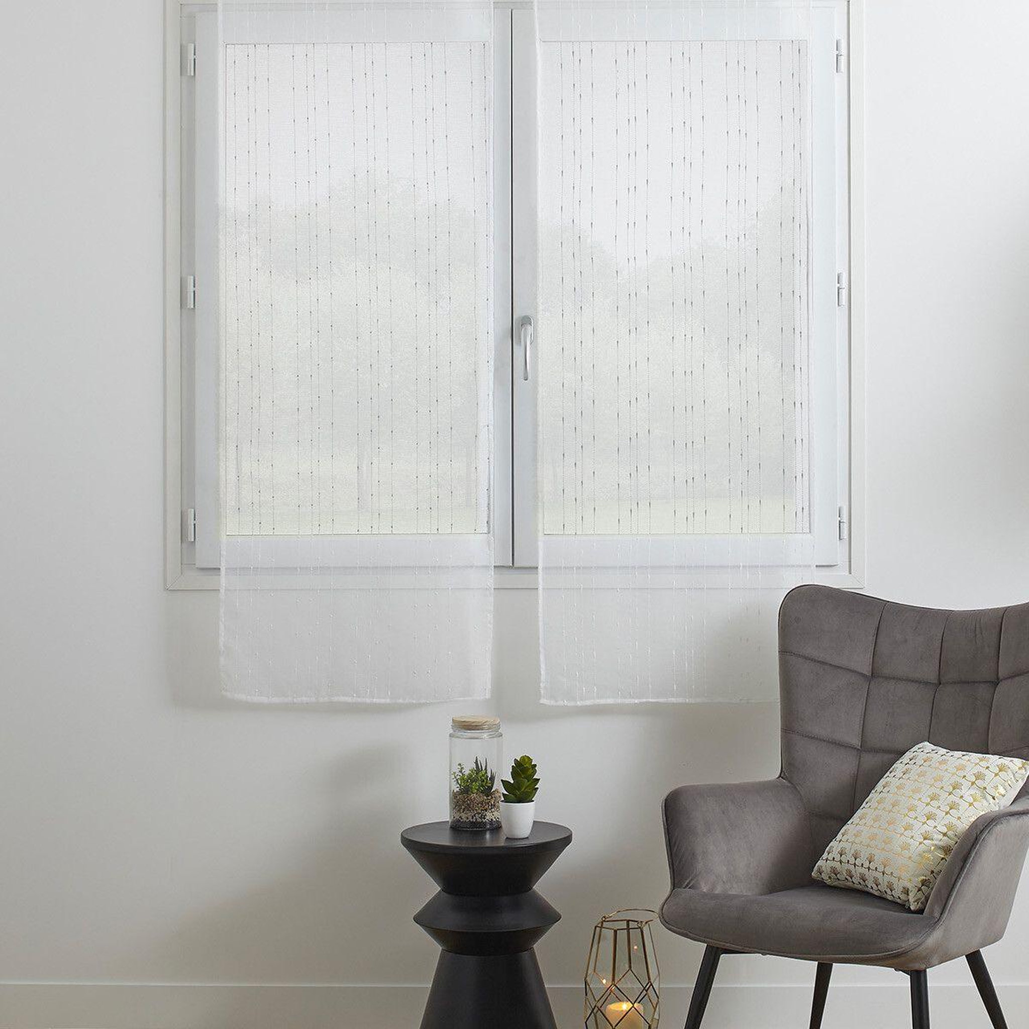 Voir la diapositive 3 : ATMOSPHERA 2 voilages anissa - 60 x 160 cm - blanc