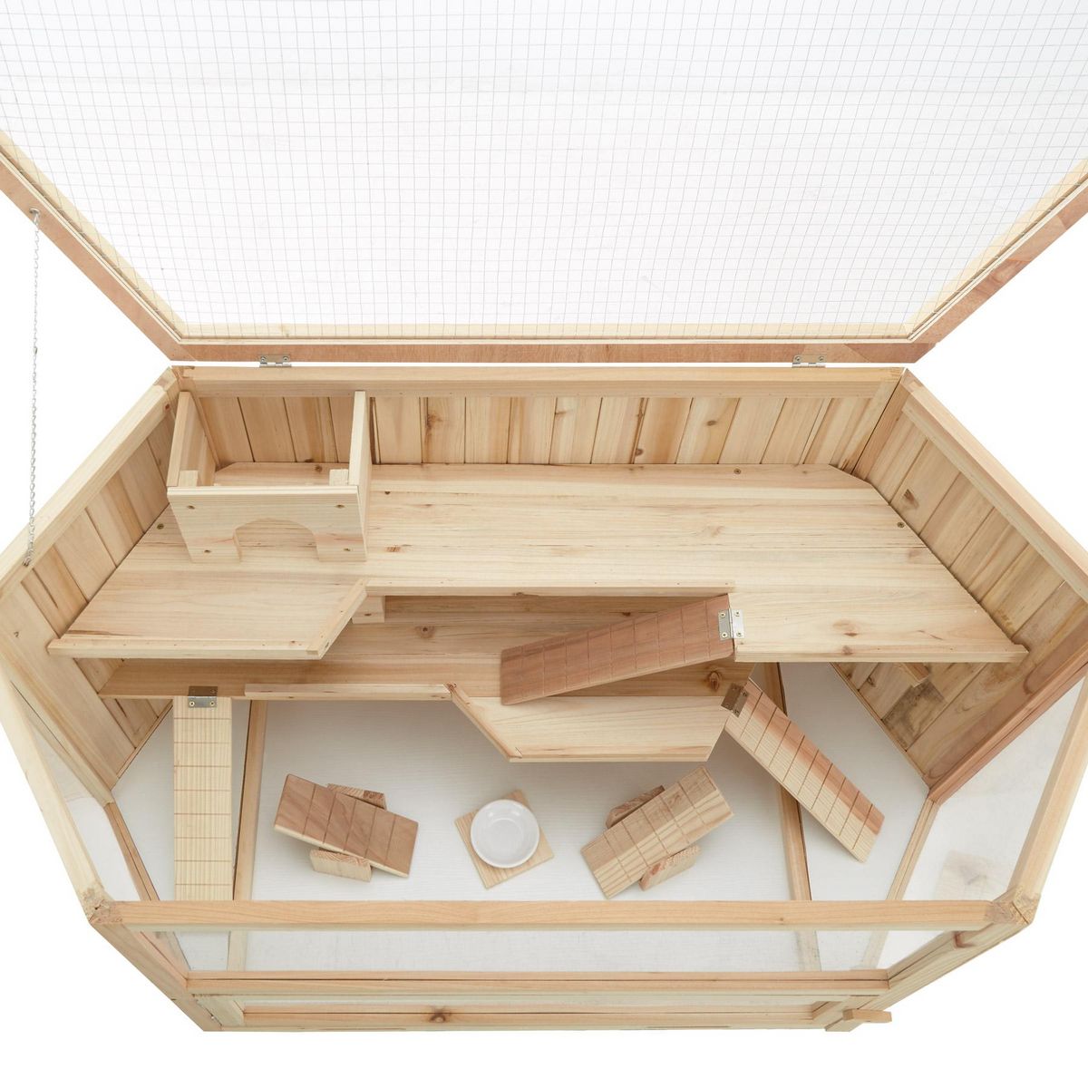 tectake Clapier pour petits rongeurs en bois marron