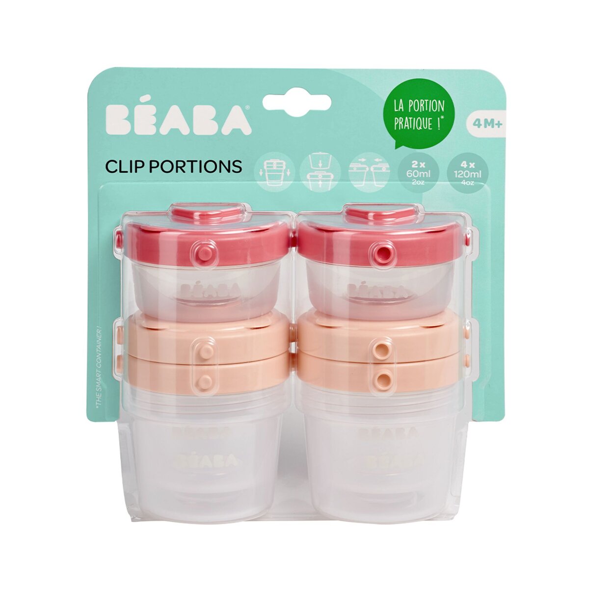 BEABA Lot de 6 portions clip 1er âge 60ml / 120ml