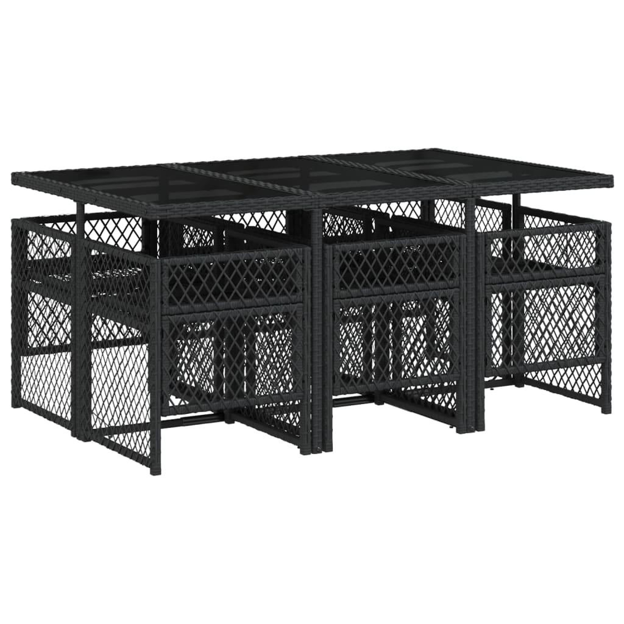 Voir la diapositive 5 : VIDAXL Ensemble a manger de jardin coussins 7 pcs noir resine tressee