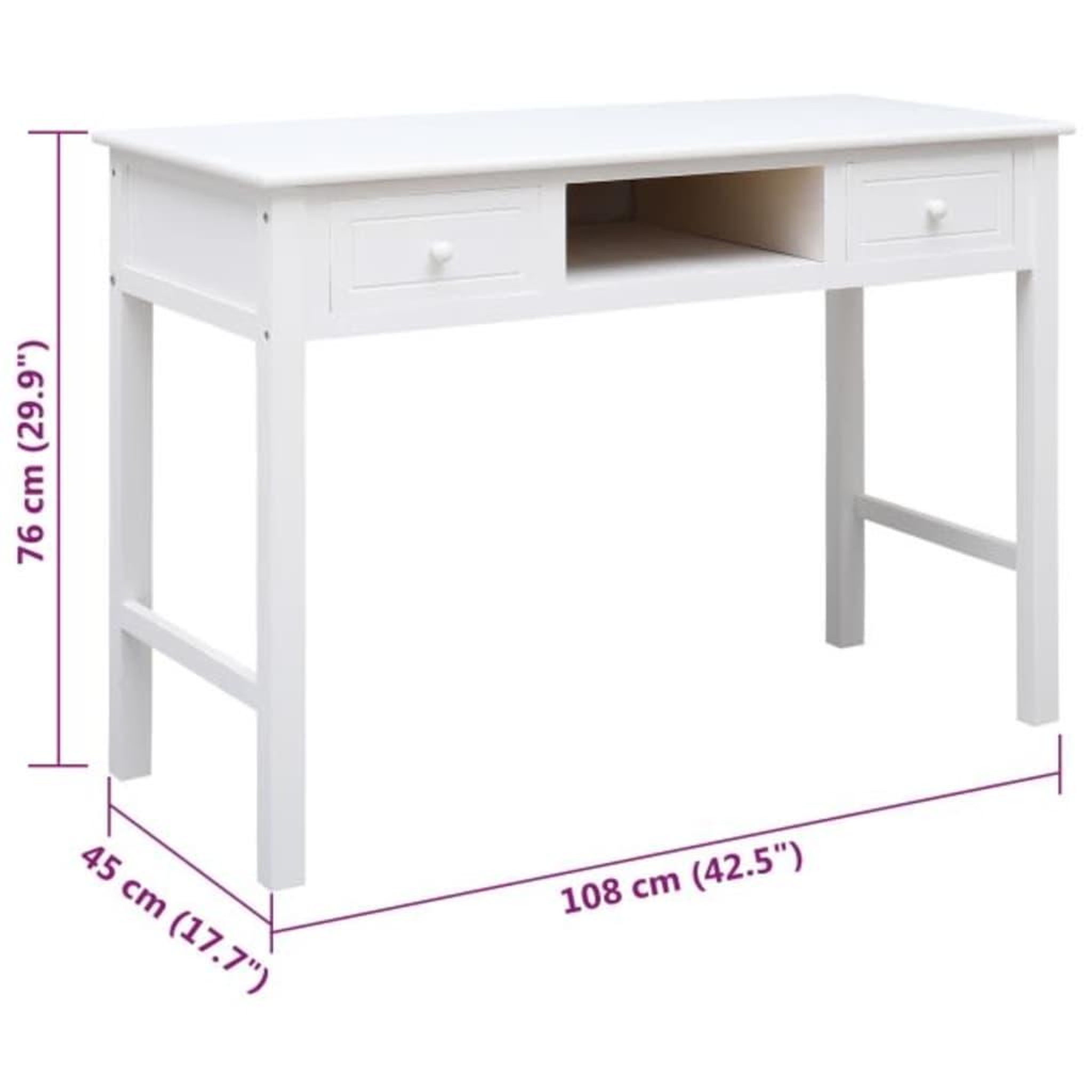 Voir la diapositive 6 : VIDAXL Buffet Blanc 108x45x76 cm Bois de Paulownia massif