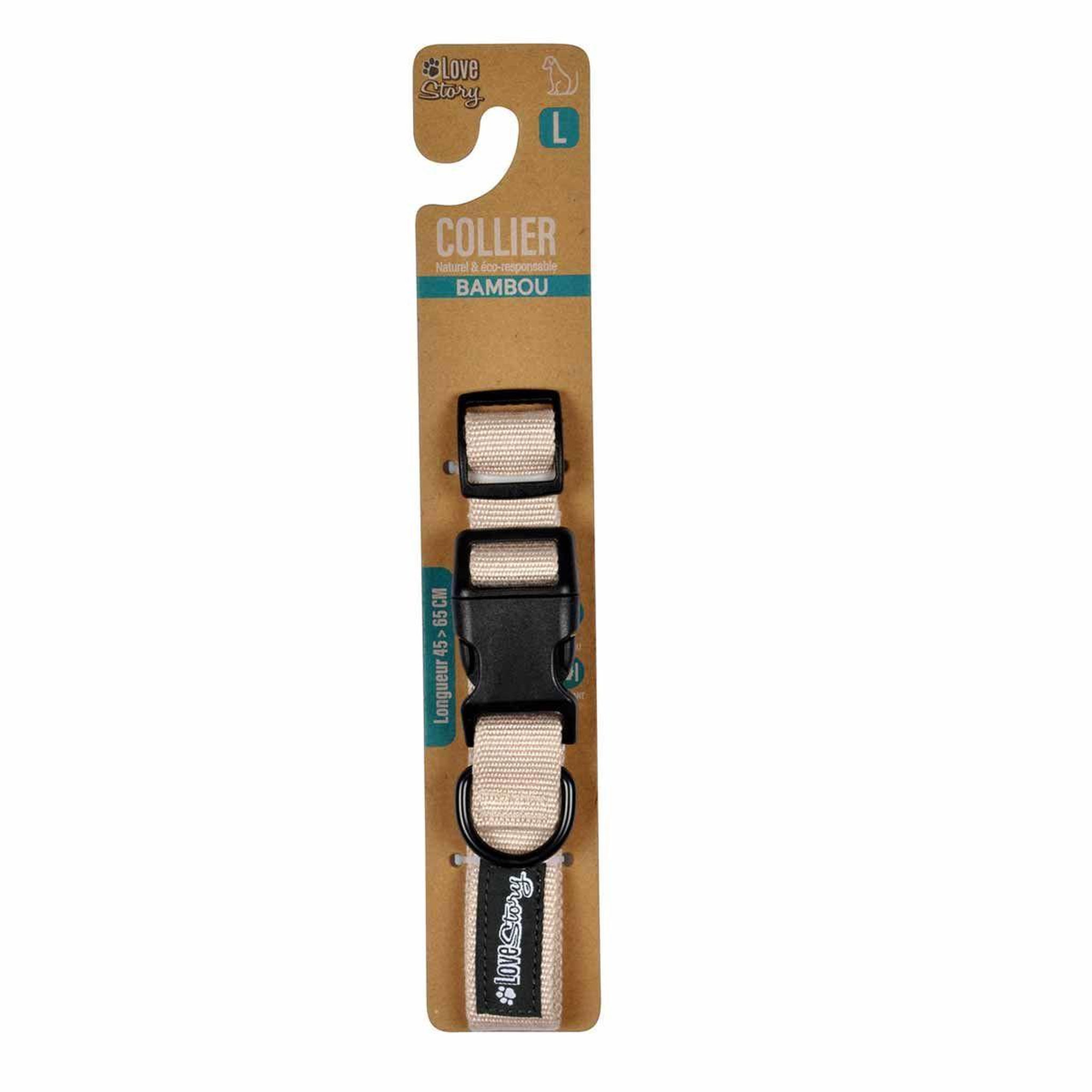 Voir la diapositive 2 : LOVE STORY Collier pour animaux  réglable  65cm naturel
