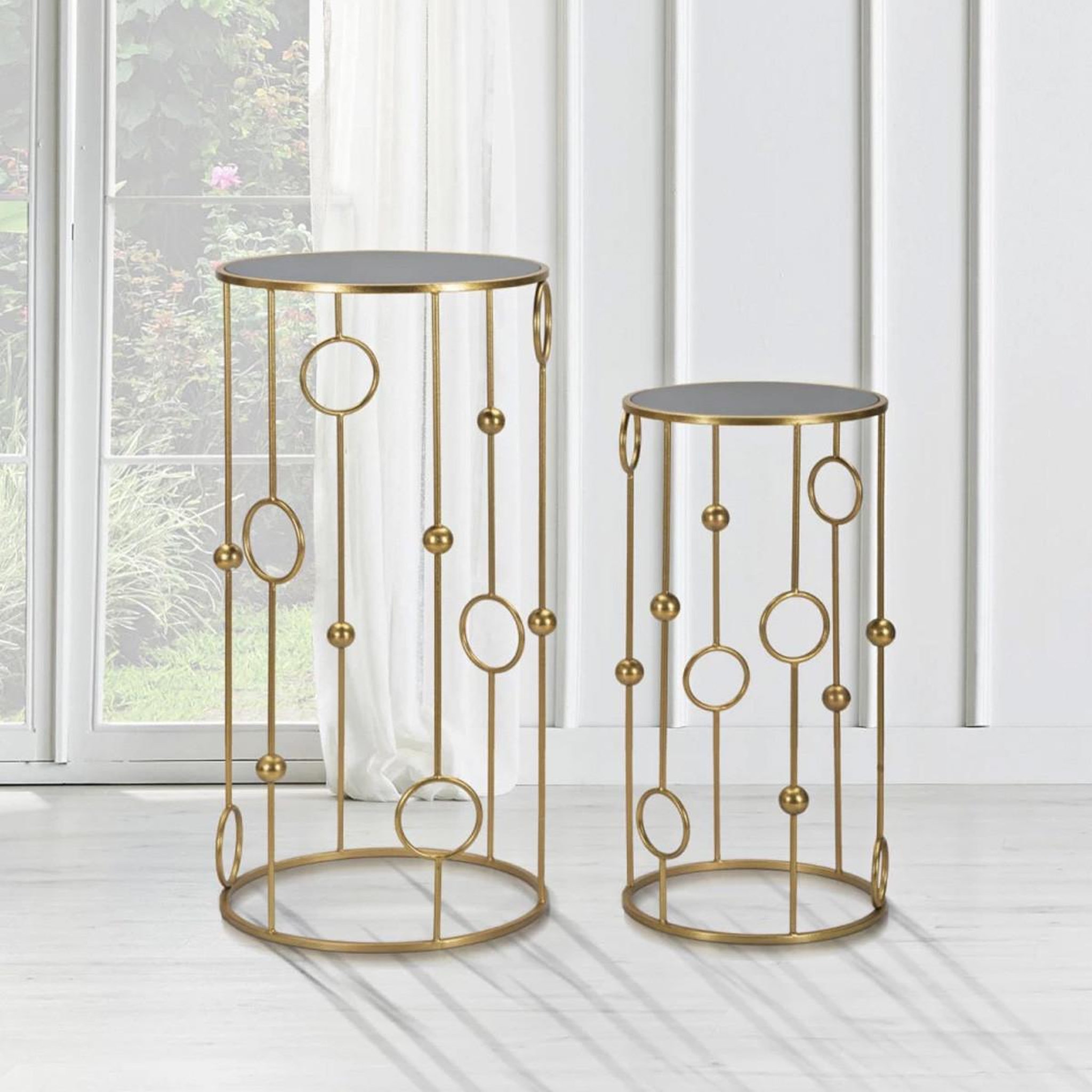 Voir la diapositive 5 : Paris Prix Lot de 2 Tables d'Appoint  Sphère  100cm Or