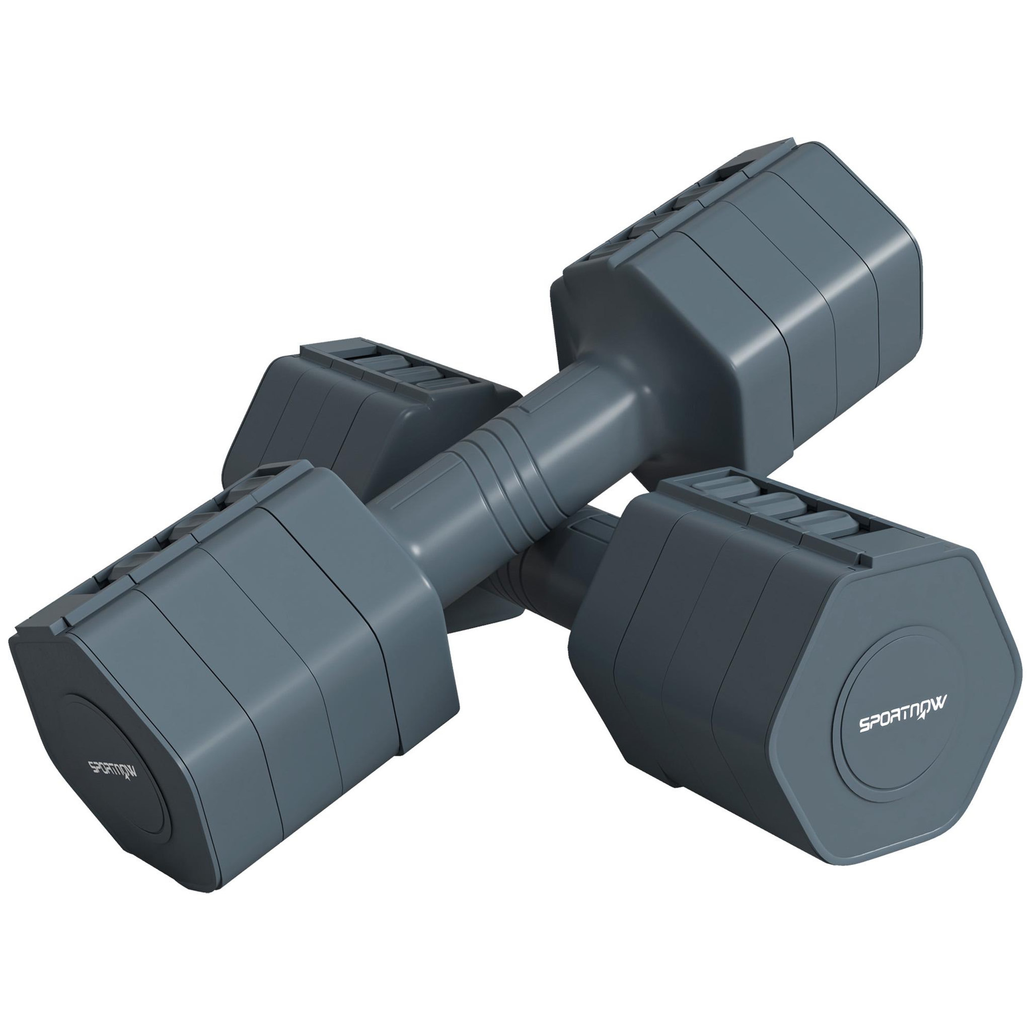 Voir la diapositive 1 : HOMCOM Lot de 2 haltères réglables hexagonales avec poignée antidérapante pour l'entraînement à domicile, 2 x 2.5kg gris