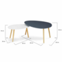 Voir la diapositive 4 : ID MARKET Lot de 2 tables basses gigognes GAIA laquées blanc gris scandinave