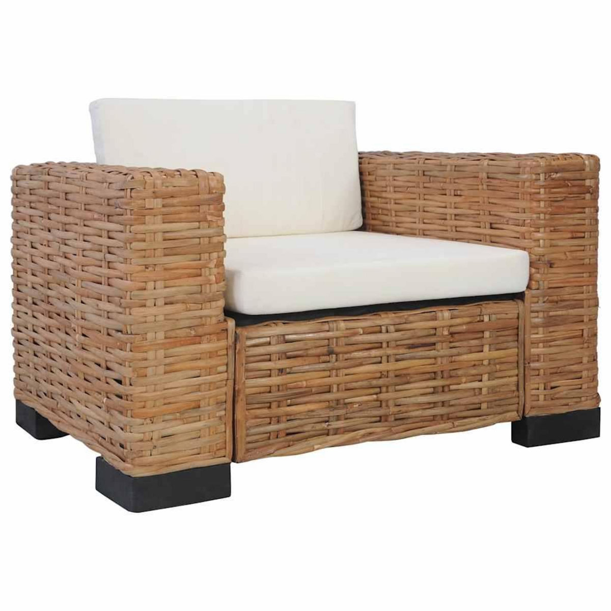 VIDAXL Fauteuil avec coussins Rotin naturel