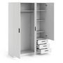 Voir la diapositive 4 : TVILUM Armoire VEGA - Décor Blanc mat - 3 portes + 3 tiroirs - L 147 x P 49,6 x H 200,4 cm