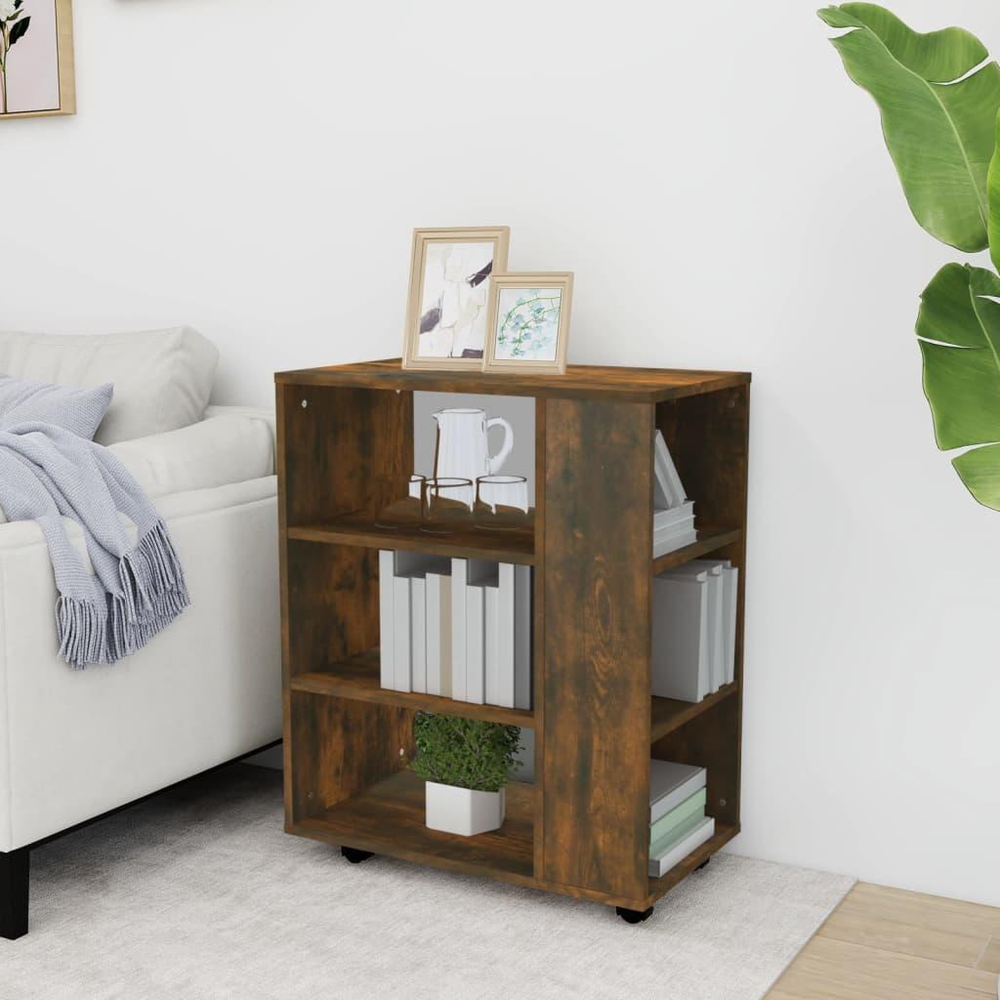 Voir la diapositive 3 : VIDAXL Armoire roulante Chene fume 60x35x75 cm Bois d'ingenierie