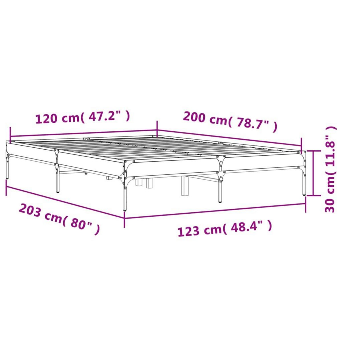 VIDAXL Cadre de lit sans matelas noir 120x200 cm