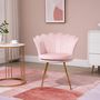 Voir la diapositive 4 : HOMCOM Chaise coquillage chaise design pieds métal dorés effilés velours rose poudré