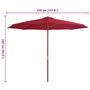 Voir la diapositive 4 : VIDAXL Parasol d'exterieur avec mat en bois 350 cm Bordeaux