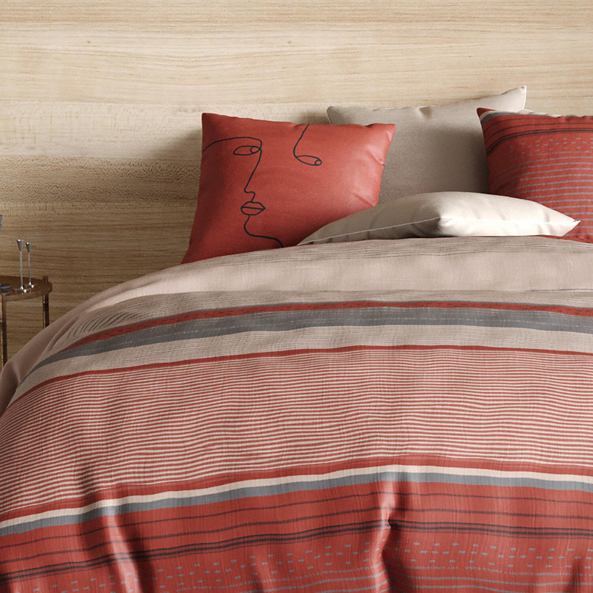 Voir la diapositive 2 : ATELIER DU COTON Parure housse de couette 100% coton 71fils hana