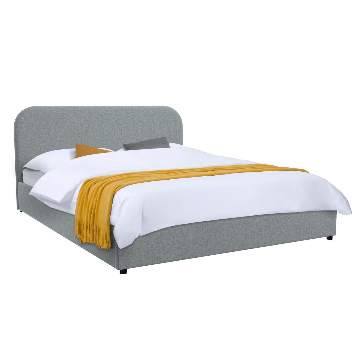 Rendez vous déco Lit double 140x190 cm avec coffre en tissu gris-Tilly