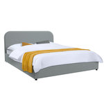 Rendez vous déco Lit double 140x190 cm avec coffre en tissu gris-Tilly