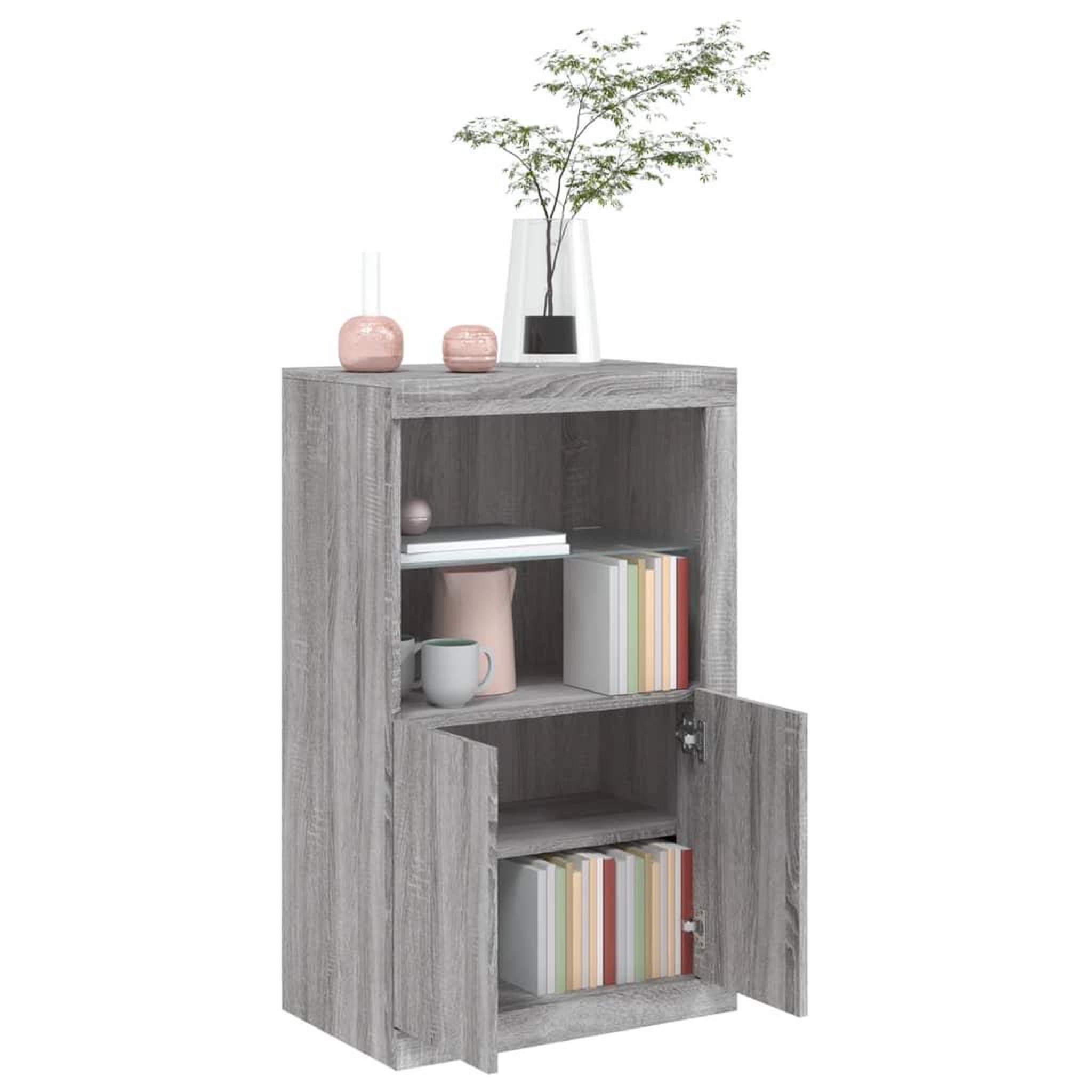 Voir la diapositive 5 : VIDAXL Armoire laterale et lumieres LED sonoma gris bois d'ingenierie