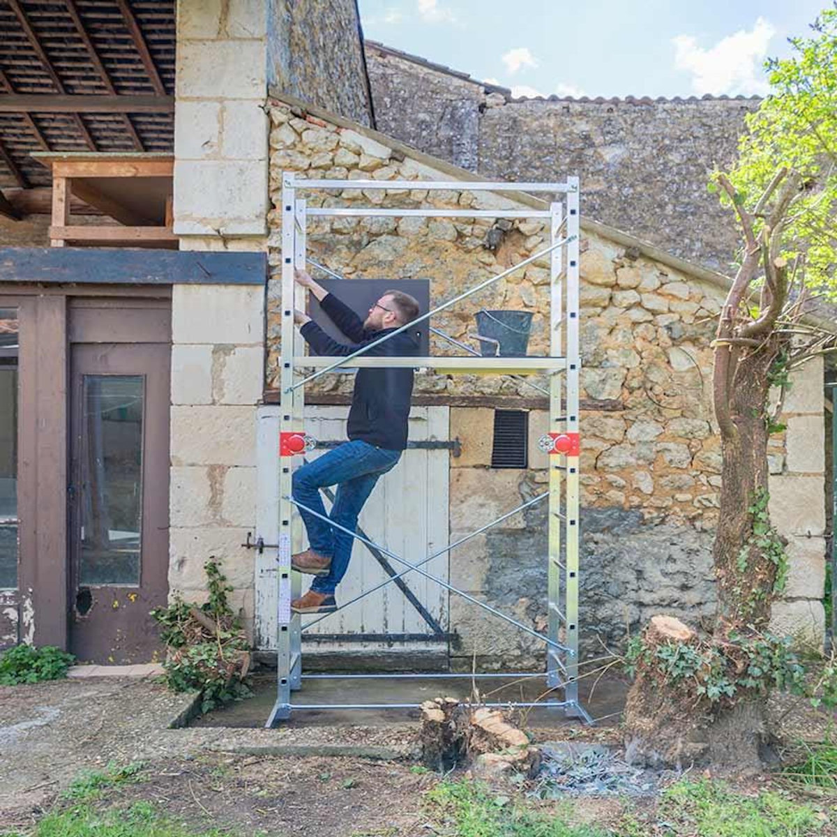 HAILO Echafaudage pliable 4 en 1 multifonction 1,8m/3,8m en aluminium Hailo Combi First