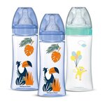 DODIE Lot de 3 Biberons - DODIE - Anti-coliques - Tétines rondes - 330 ml - +6 mois - 3 vitesses - Débit 3 - Bleu et vert
