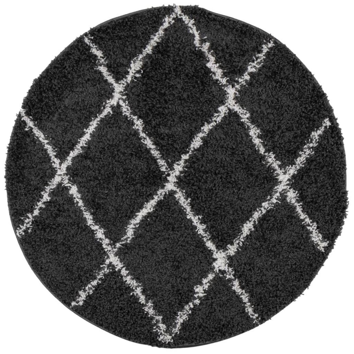 VIDAXL Tapis shaggy a poils longs moderne noir et creme Ø 280 cm