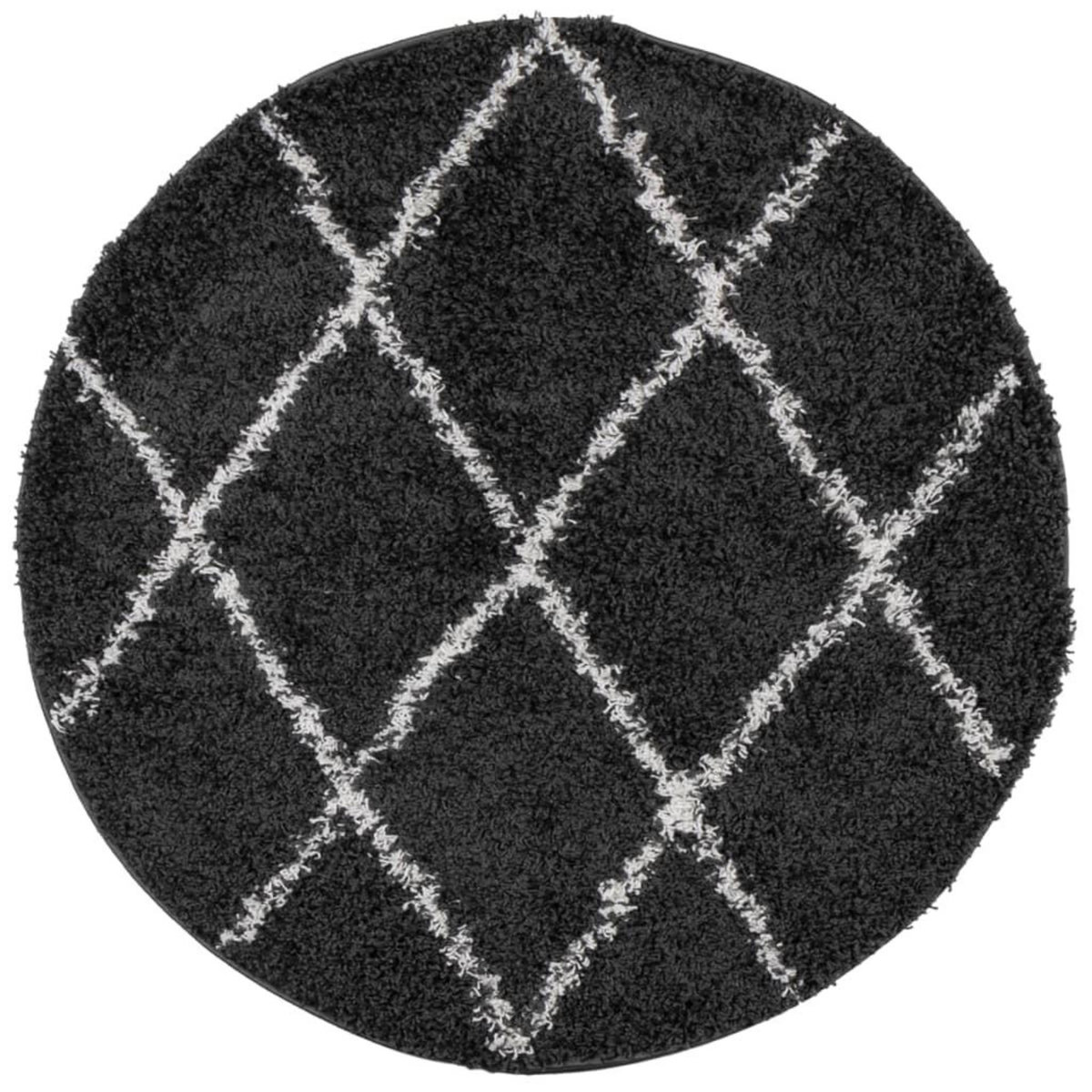 VIDAXL Tapis shaggy a poils longs moderne noir et creme Ø 280 cm