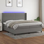 Voir la diapositive 1 : VIDAXL Sommier a lattes de lit matelas LED Gris fonce 200x200 cm Tissu