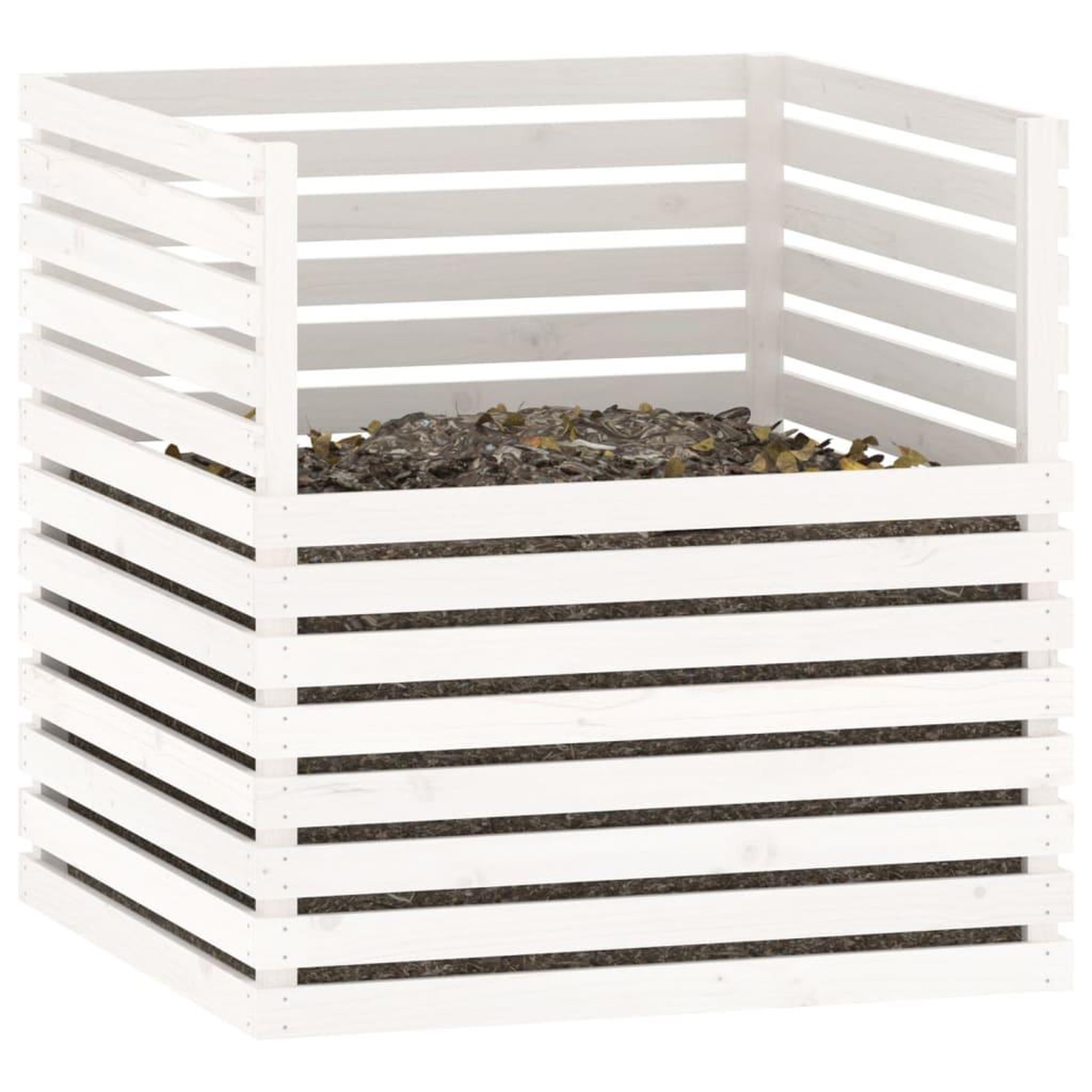 Voir la diapositive 4 : VIDAXL Composteur Blanc 100x100x102 cm Bois massif de pin