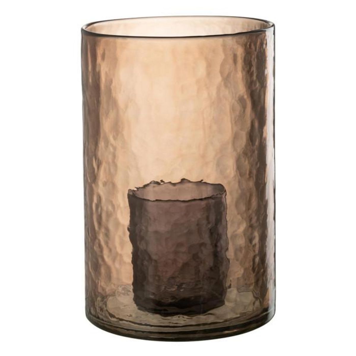 Paris Prix Photophore Double en Verre  Hurricane  30cm Ocre