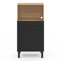 Voir la diapositive 3 : ID MARKET Buffet mi-haut de cuisine pour micro-onde 60 cm CINA 1 tiroir 2 portes façon hêtre et noir