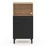 Voir la diapositive 3 : ID MARKET Buffet mi-haut de cuisine  pour micro-onde 60 cm CINA 1 tiroir 2 portes façon hêtre et noir