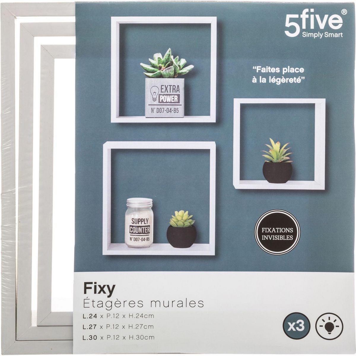 FIVE Lot de 3 Etagères Fixy Cub