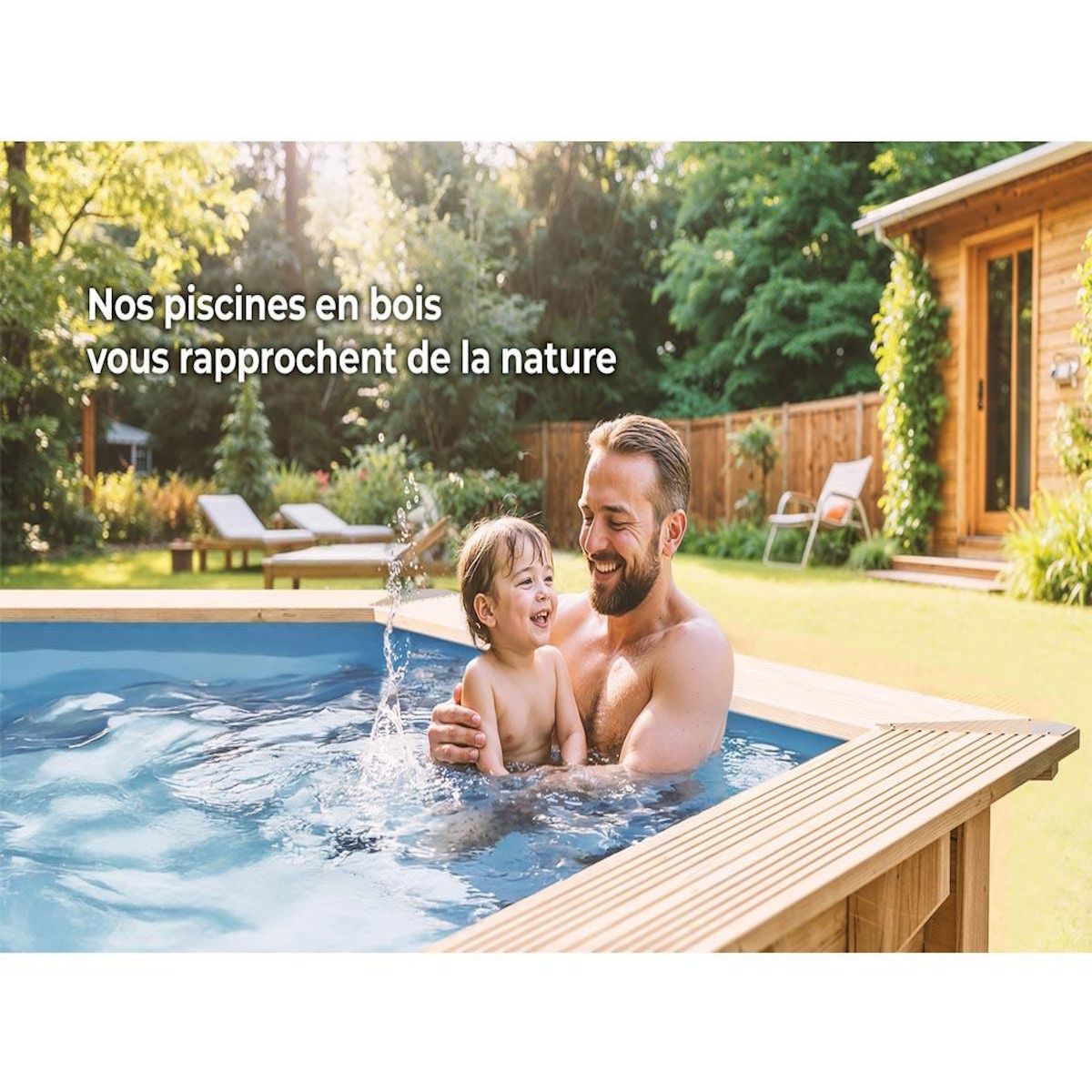 GRE Piscine bois Orange 7,55 x 4,56 x 1,46 m - Gré