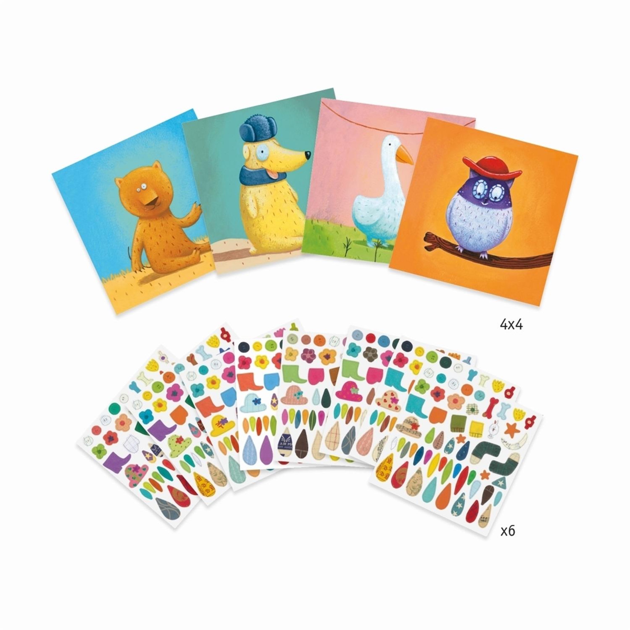 Voir la diapositive 2 : Djeco Créer avec des stickers animaux