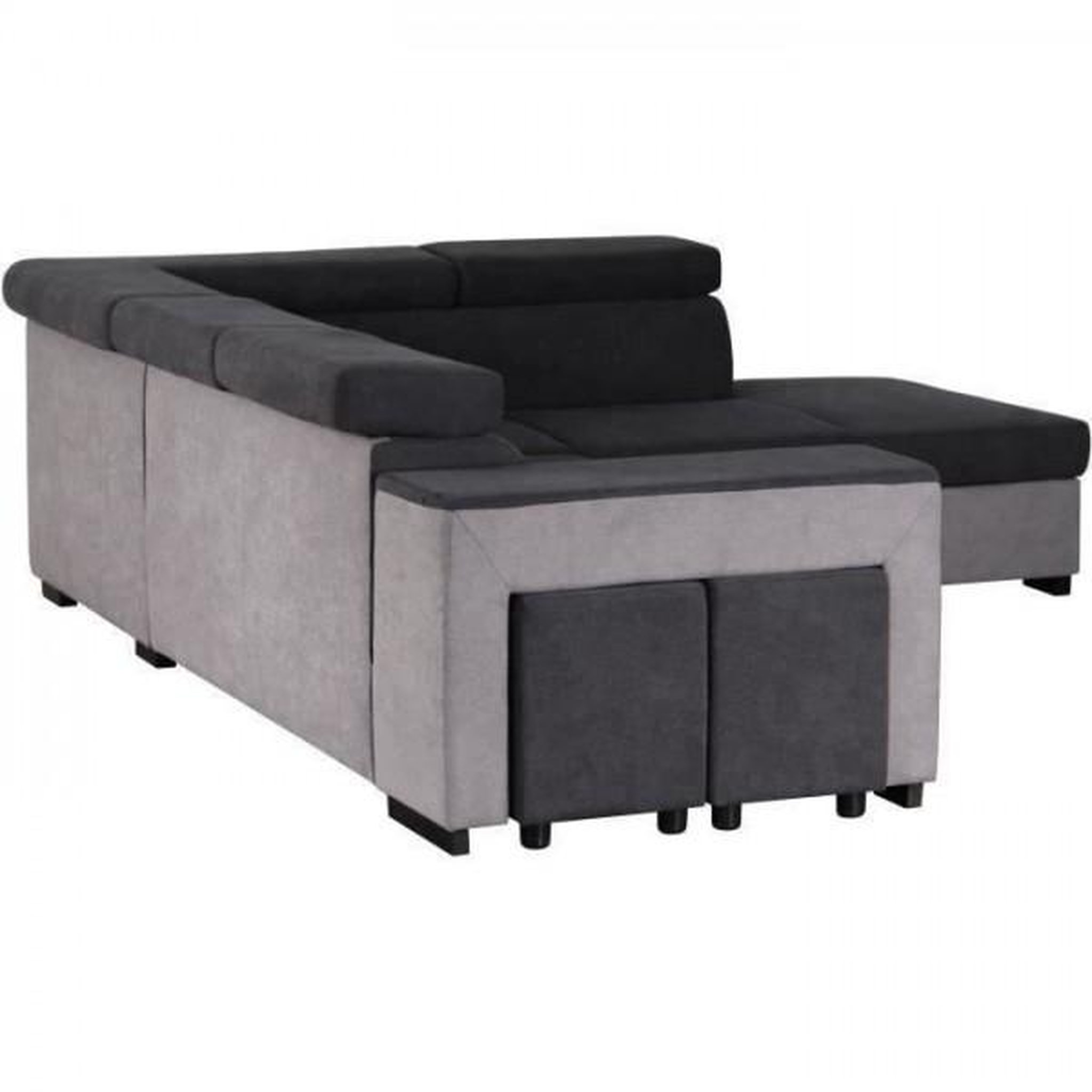 Voir la diapositive 6 : MARKET24 Canapé d'angle droit convertible + coffre 5 places - Tissu gris - L 271 x P 220 x H 77 cm - ARMSTRONG - Fabriqué en Ukraine